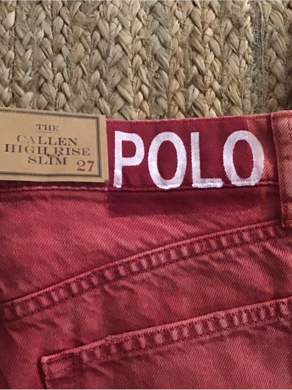 Polo Ralph Lauren The Callen High Rise Slim  27R Jeans NWT Stonewashed Red - Picture 3 of 14